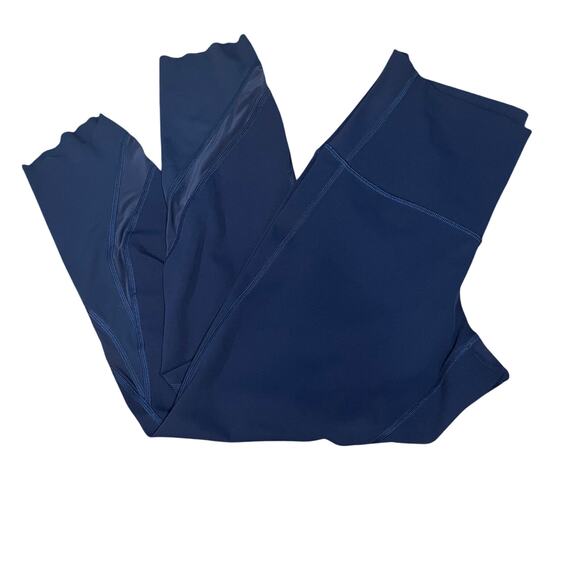 Lululemon Wunder Under Crop Leggings 23"' Scallop Full-On Luxtreme Blue Sz 8 - Picture 3 of 10